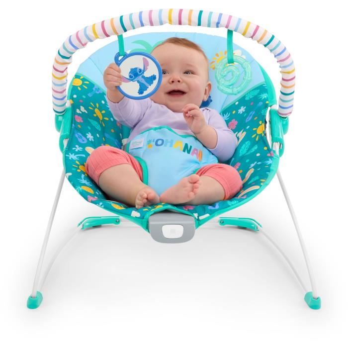 DISNEY BABY - STITCH - Baby bouncer, Arch with removable developmental toys, Soothing vibrations, suitable from 0 to 6 months