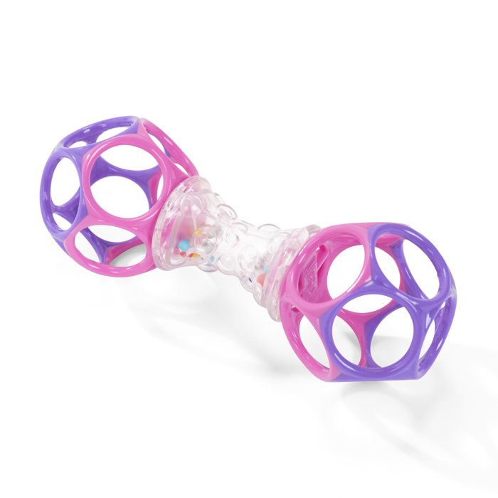BRIGHT STARTS O'Ball Baby Girl Gift Set with 2 Baby Toys: a rattle and an O'Ball in Pink, Purple, and Turquoise
