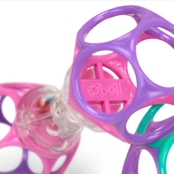 BRIGHT STARTS O'Ball Baby Girl Gift Set with 2 Baby Toys: a rattle and an O'Ball in Pink, Purple, and Turquoise