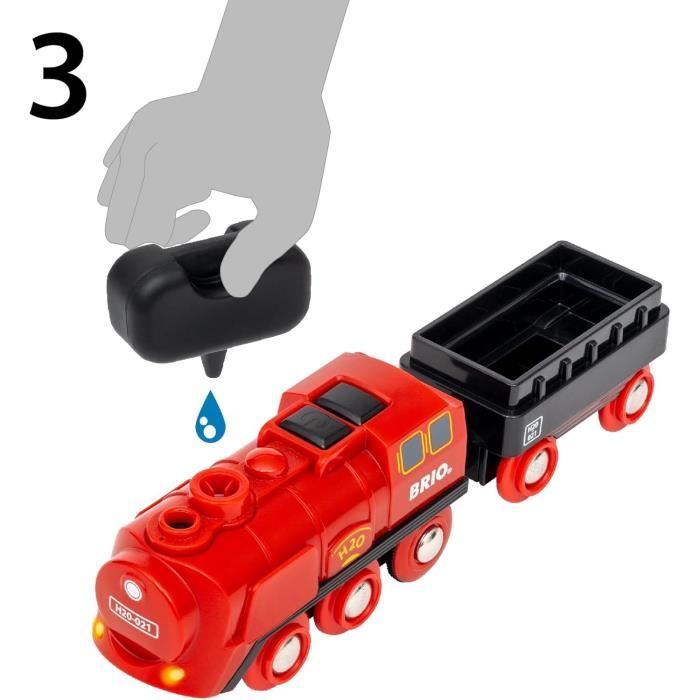 BRIO World - 36017 - Wooden Railway - RAVENSBURGER - Red - Battery-Powered Steam Locomotive