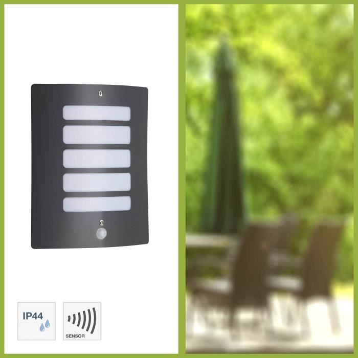 Wall light with todd color anthracite e27 detector