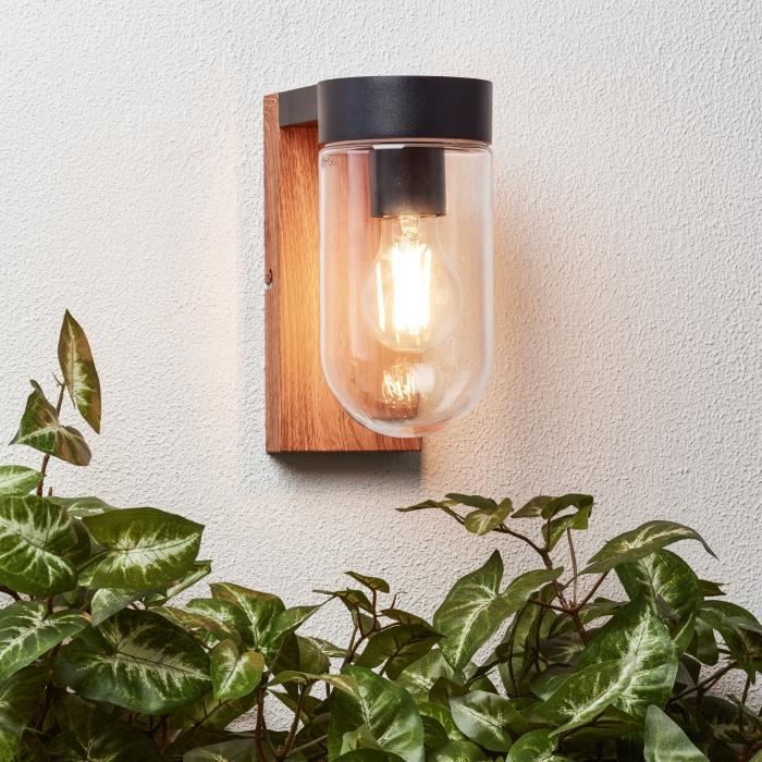 Brilliant - Cabar Outdoor wall light - Dark wood/black color - Metal/Glass E27 1x40w