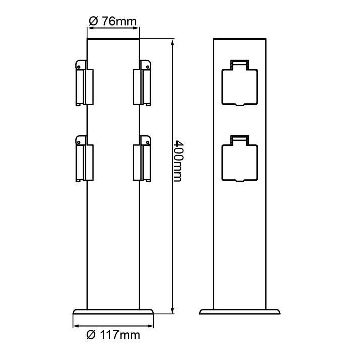 BRILLIANT - DODY Bollard with 4 sockets color black - metal/plastic E27 LED xW