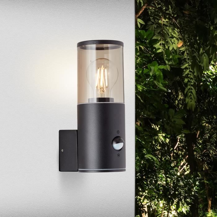 Sergioro exterior applique with detector, black depoli, E27 20W, bulb not included