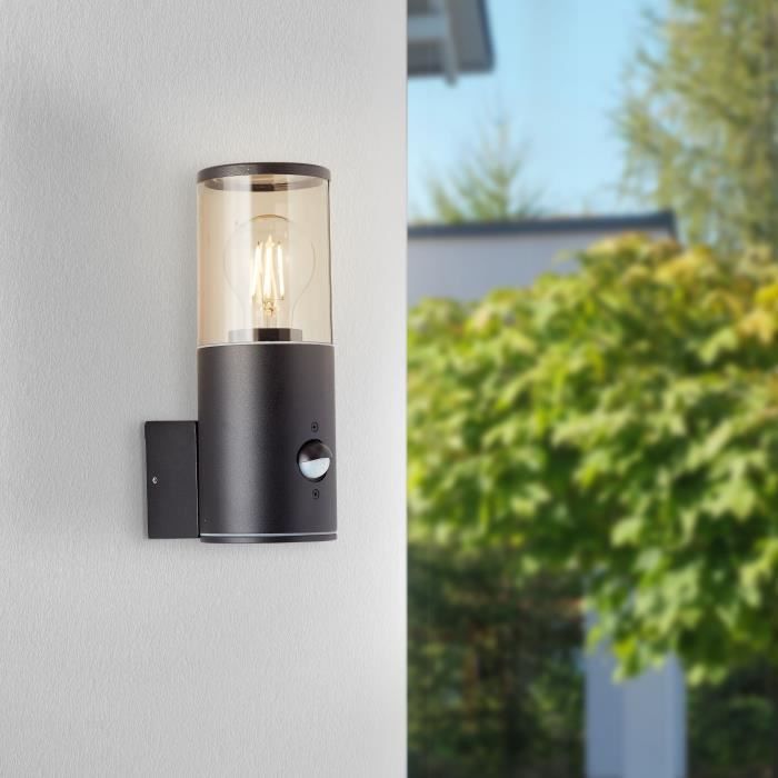 Sergioro exterior applique with detector, black depoli, E27 20W, bulb not included