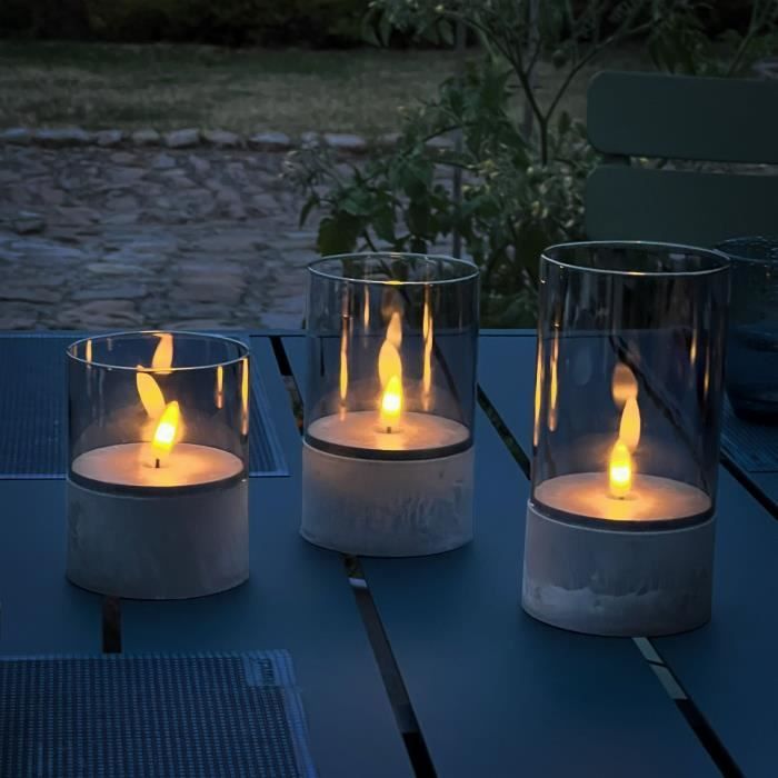 Lot of 3 BRILLIANT LED CANDLE table lamps - 2500K - Plastic and glass - Grey and smoked glass