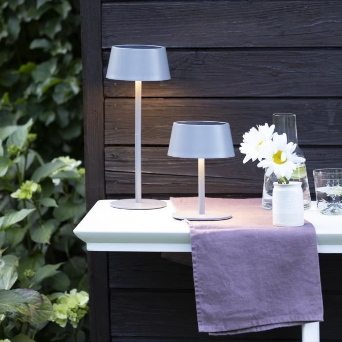 Outdoor table lamp - BRILLIANT - PICCO - LED and solar - Metal and plastic - 5 W - Frosted gray