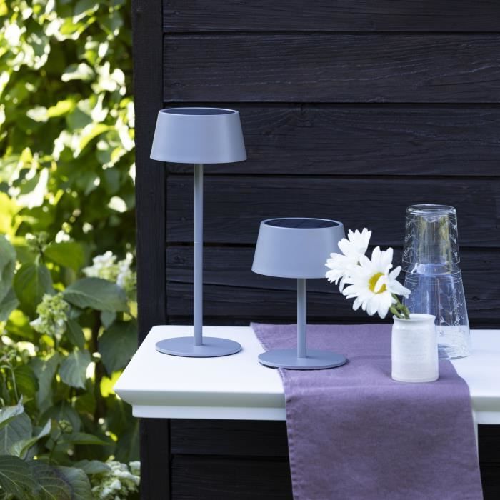 Outdoor table lamp - BRILLIANT - PICCO - LED and solar - Metal and plastic - 5 W - Frosted gray