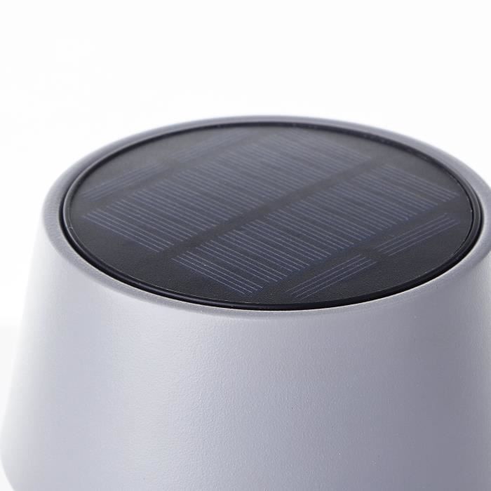 Outdoor table lamp - BRILLIANT - PICCO - LED and solar - Metal and plastic - 5 W - Frosted gray