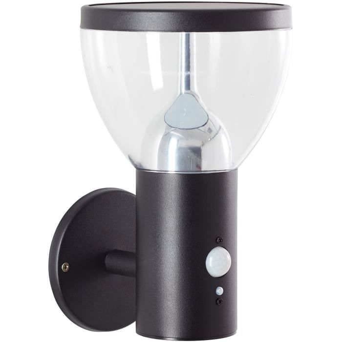 Outdoor wall light - BRILLIANT - TULIP - LED and solar - Motion detector - Stainless steel and plastic - 4 W - Black