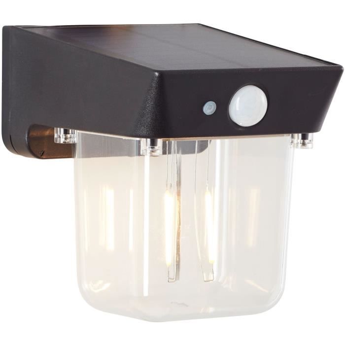 Outdoor wall light - BRILLIANT - PARSON - LED and solar - Motion detector - Plastic - 3.7 W - Black