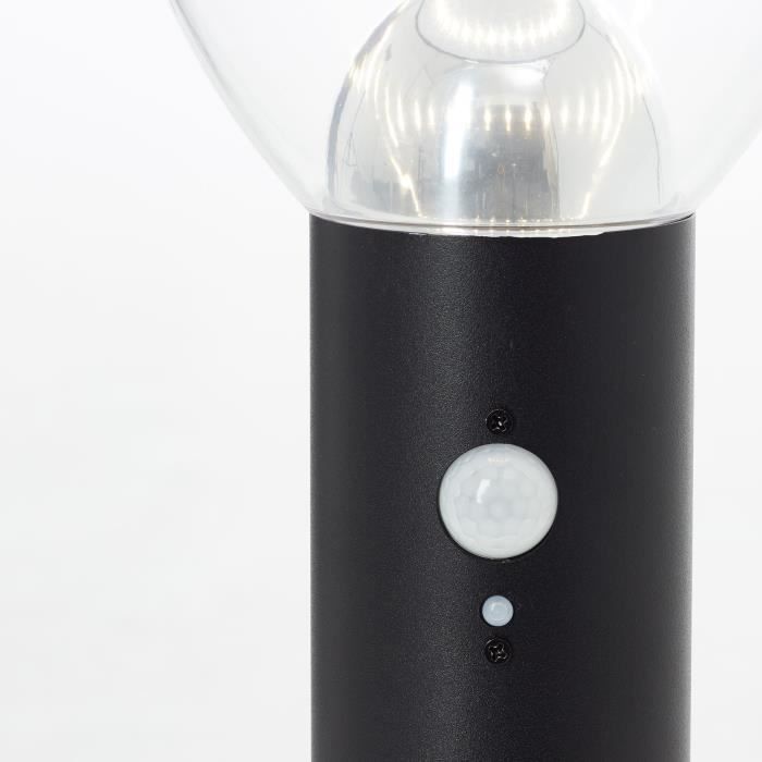 Outdoor bollard - BRILLIANT - TULIP - LED and solar - Motion detector - Stainless steel and plastic - 4 W - Black