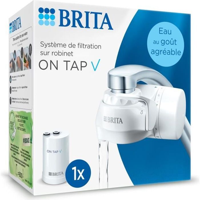 Faucet filtration system - BRITA - ON TAP V - 600 L of filtered water / 4 months - 3 modes of use - 5 adapters included