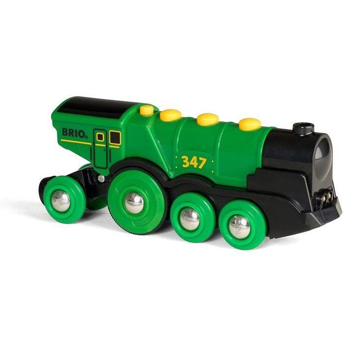 BRIO World - 33593 - Powerful Green Locomotive With Batteries - Wooden Toy