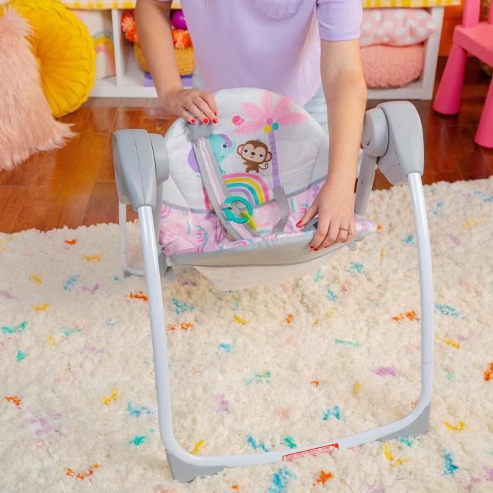 Portable and compact swing - BRIGHT STARTS - Pink Paradise - Automatic swing with music - Unisex - Newborns+