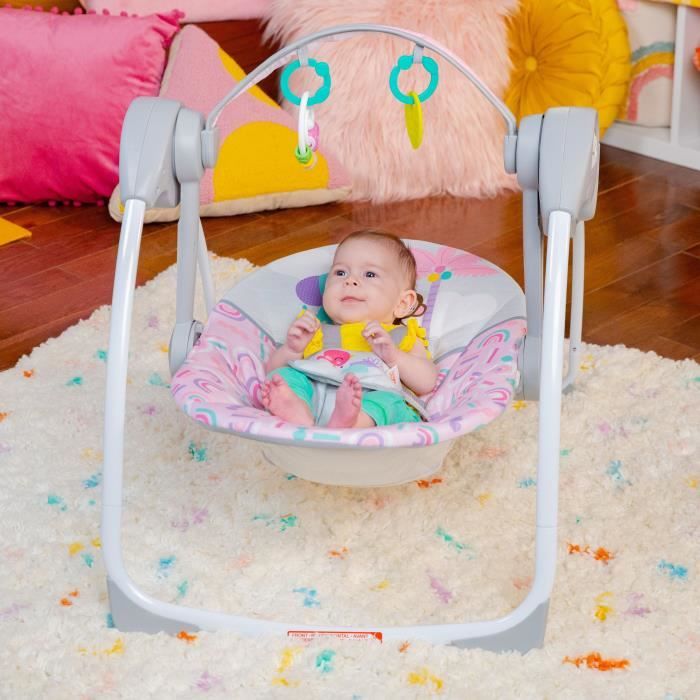 Portable and compact swing - BRIGHT STARTS - Pink Paradise - Automatic swing with music - Unisex - Newborns+