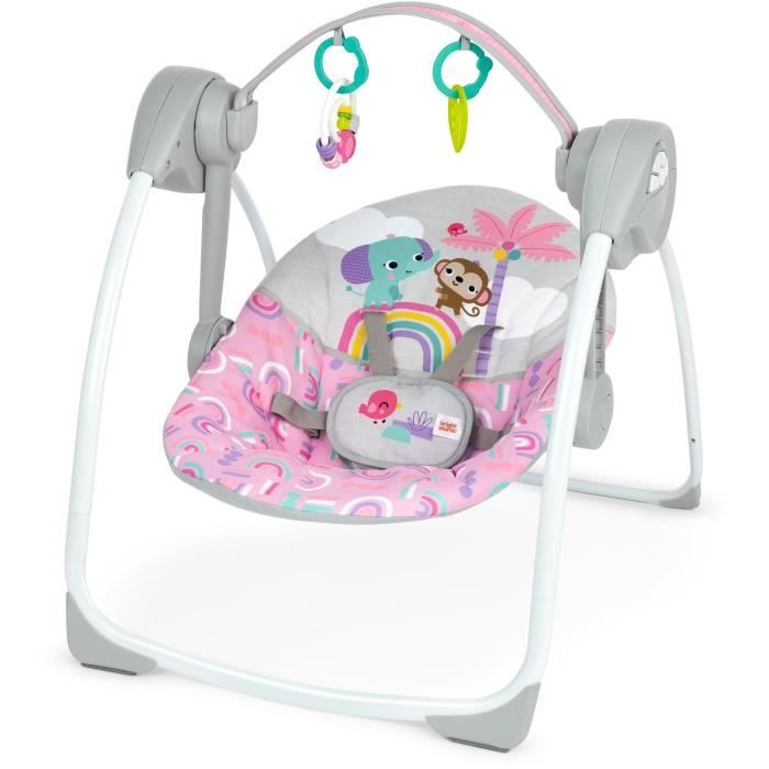Portable and compact swing - BRIGHT STARTS - Pink Paradise - Automatic swing with music - Unisex - Newborns+