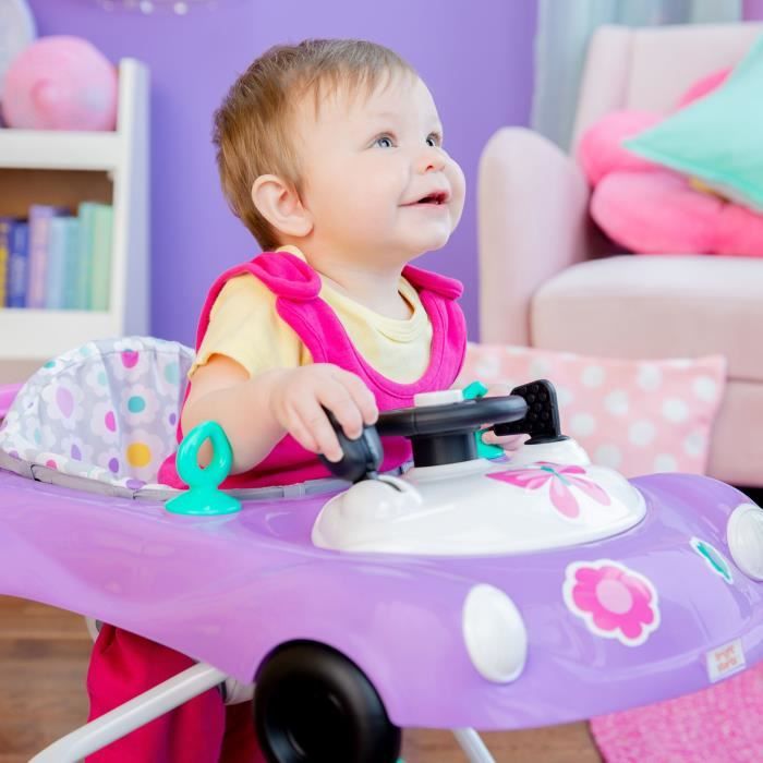BRIGHT STARTS 3-in-1 walker, small racing car, 3 evolving play modes, purple