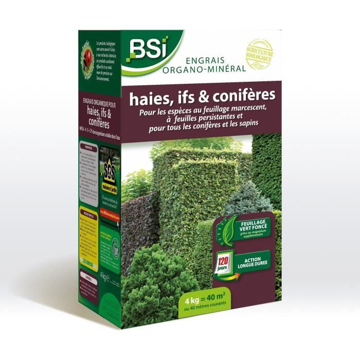 BSI - Organo-Mineral Fertilizer for Hedge / Yew / Conifer - For All Conifers or Fir Trees - 4Kg - Up to 40 m² - UAB