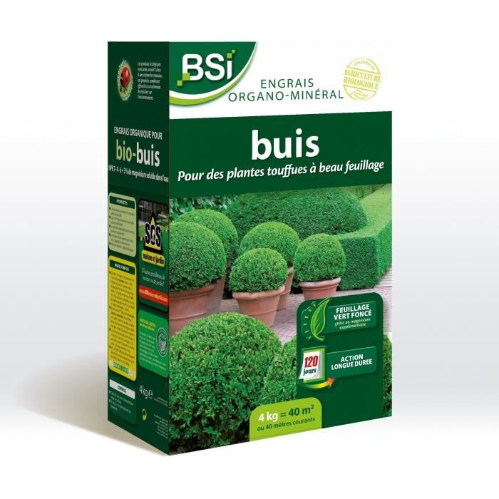 BSI - Organic Boxwood Fertilizer - Sparkling, Dark Green Foliage - Long-Lasting Action - 4Kg - Up to 40 m² - UAB