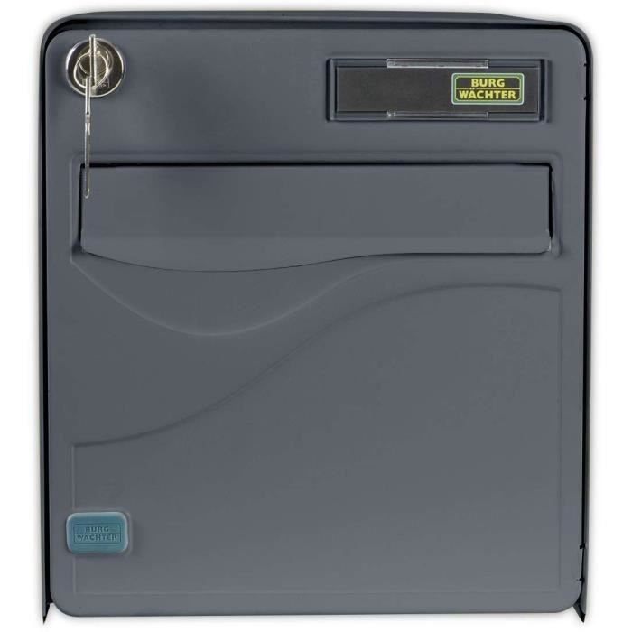 BURG WACHTER BALTIC 1-door mailbox - Free-standing - Galvanized steel - Side opening - Anthracite - Made in France