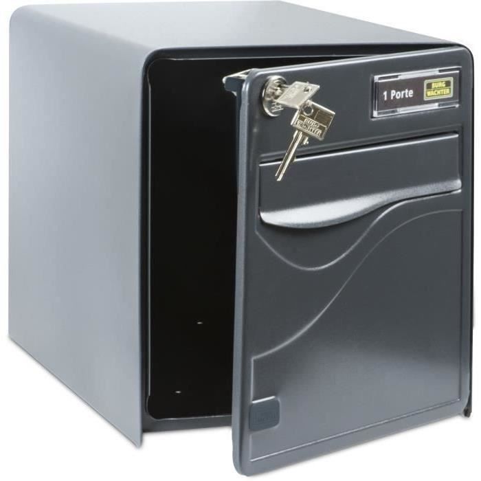 BURG WACHTER BALTIC 1-door mailbox - Free-standing - Galvanized steel - Side opening - Anthracite - Made in France