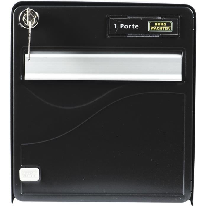 BURG WACHTER BALTIC 1-door mailbox - Galvanized steel - Side opening - Black - Made in France