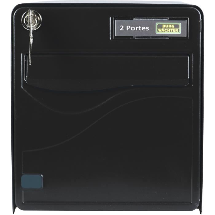 BURG WACHTER BALTIC 2-door mailbox - Free-standing - Galvanized steel - Side opening - Black - Made in France