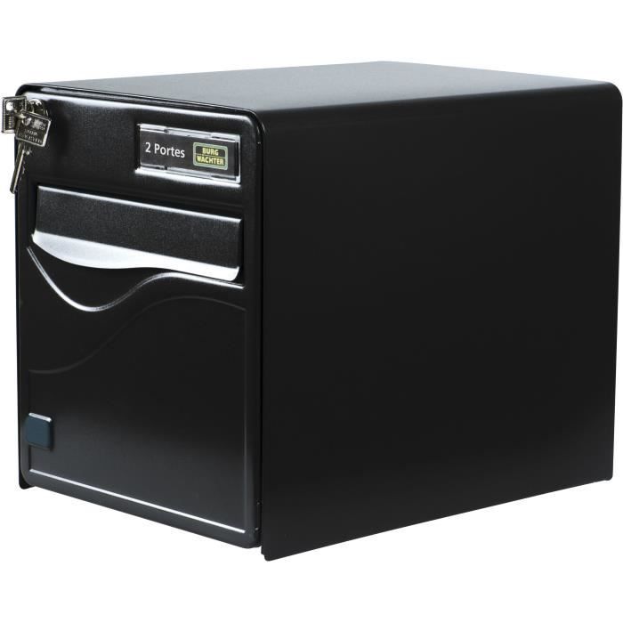 BURG WACHTER BALTIC 2-door mailbox - Free-standing - Galvanized steel - Side opening - Black - Made in France
