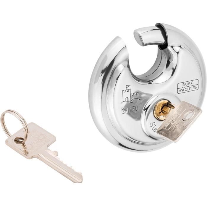 Cylindrical padlock - BURG WACHTER - 21 70 SB - Stainless steel 70 mm, key opening