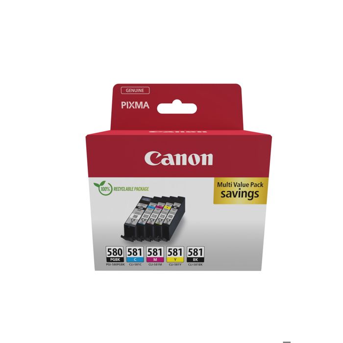 Ink Cartridge - Generic - PGI-580/CLI-581 - 6 Pack - Multi-color - Canon Compatible
