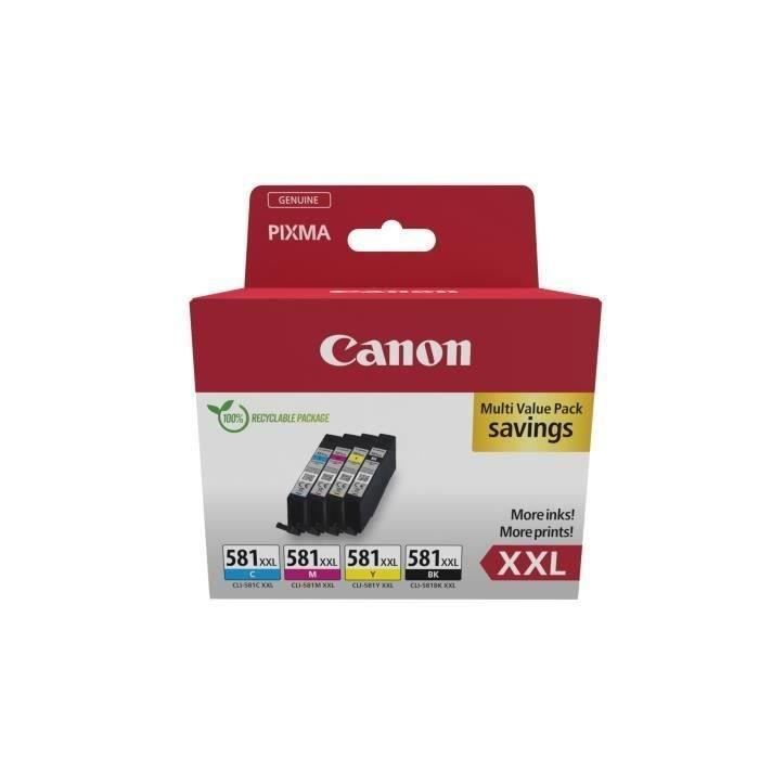 CANON CLI-581XXL Black/Cyan/Magenta/Yellow Ink Cartridges - 4-Color Multipack