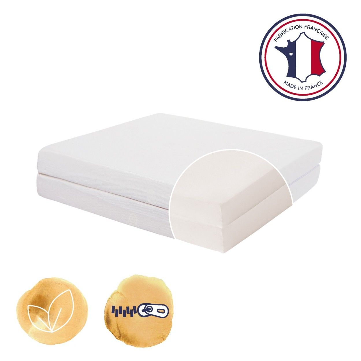 CANDIDE Ecru 2-Piece Folding Mattress - 60x120 cm