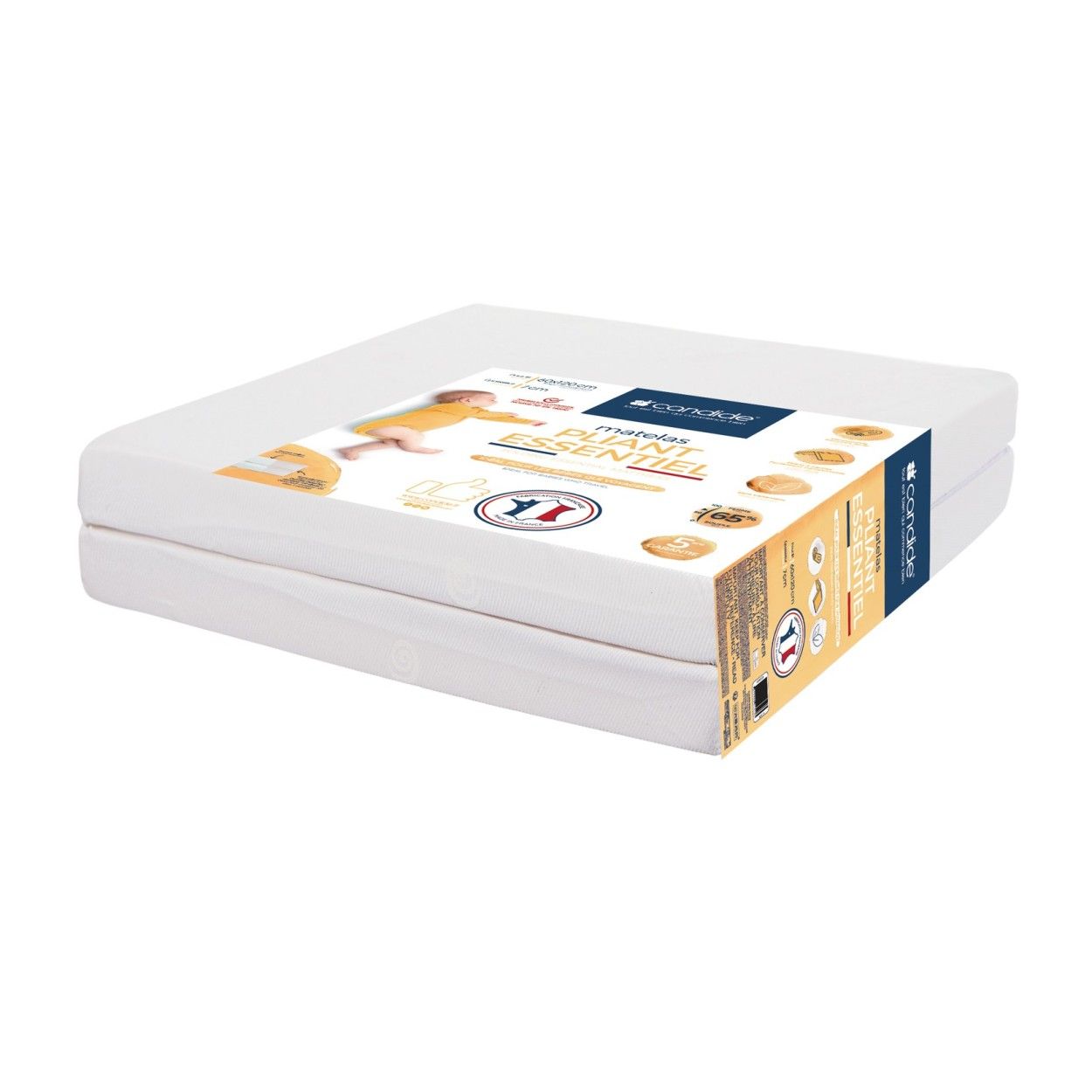 CANDIDE Ecru 2-Piece Folding Mattress - 60x120 cm