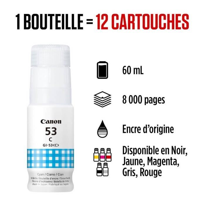 Ink bottle - Canon - GI -53C - Cyan - Pixma G650 and G550 compatibility - (4673C001)