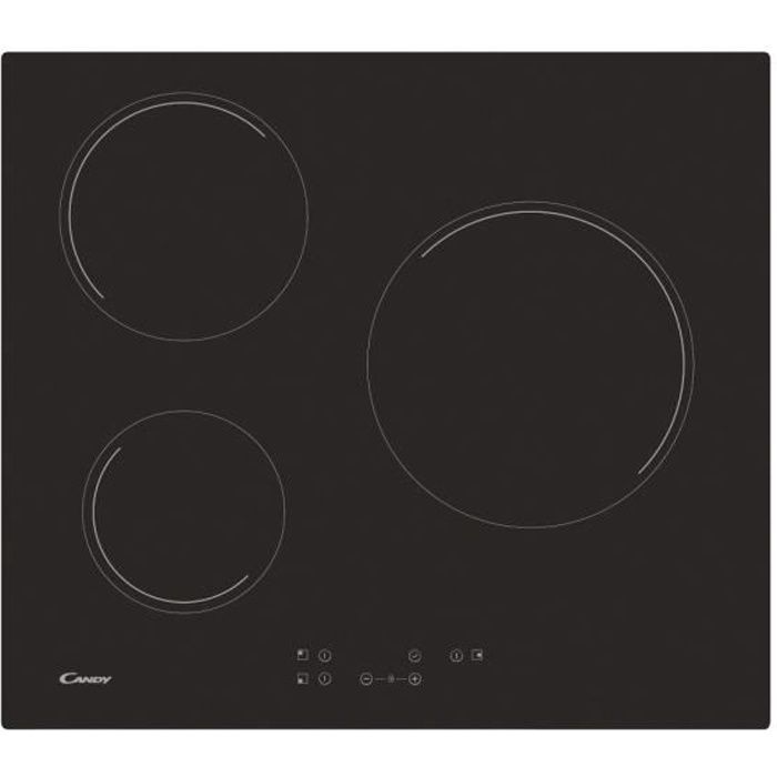 Vitroceramic hob -Candy - 3 foci - L 60 cm - CH63CT -NOIR