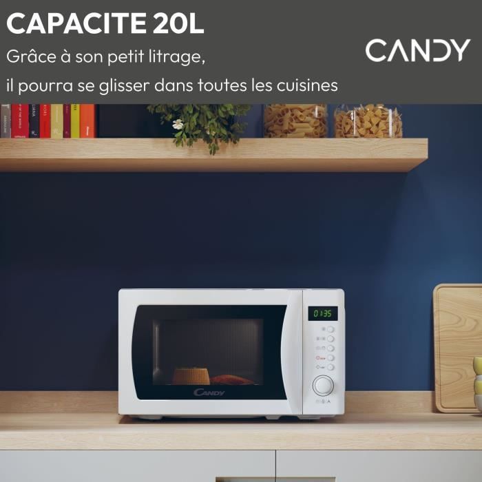 CMWA20SDLW Mono CANDY Idea microwave - 20L - MO: 700W - Digital UI - 8 automatic programs - White