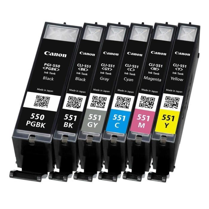Cartouche Canon INK PGI-550 / CLI-551 C,M,Y,BK,GY