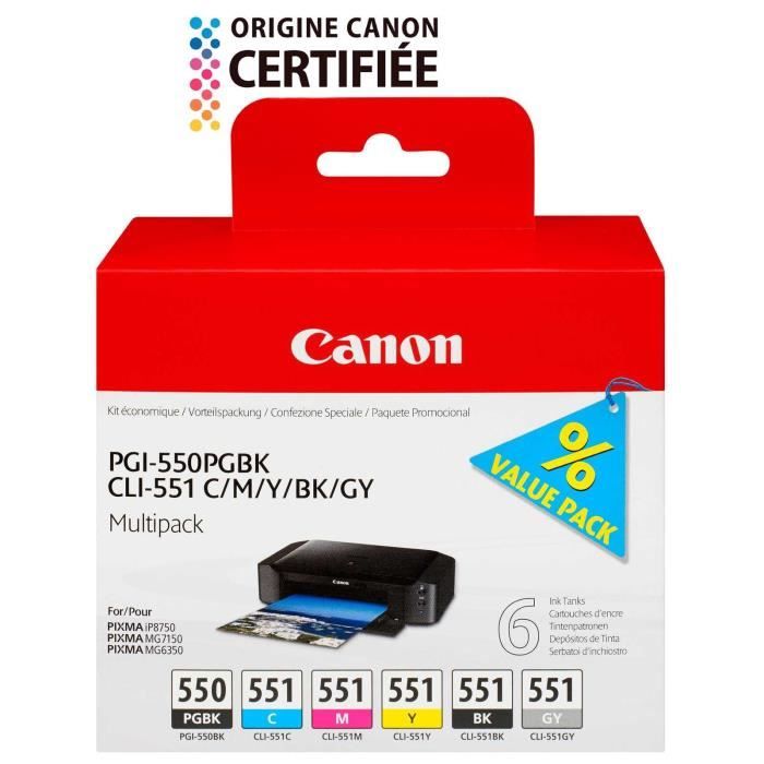 Cartouche Canon INK PGI-550 / CLI-551 C,M,Y,BK,GY