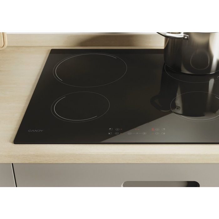 Vitroceramic hob -Candy - 4 fireplaces - L 56 x D 49 cm - CH64CCB -Rentement black glass