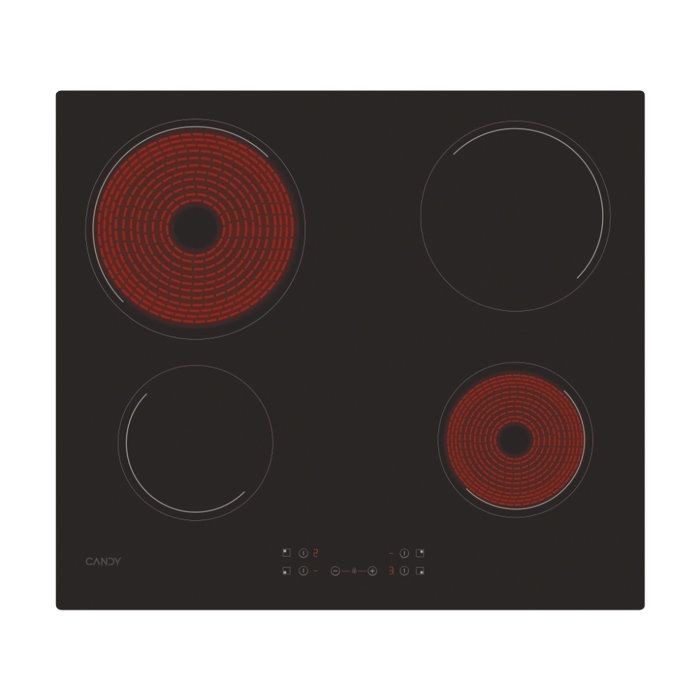 Vitroceramic hob -Candy - 4 fireplaces - L 56 x D 49 cm - CH64CCB -Rentement black glass
