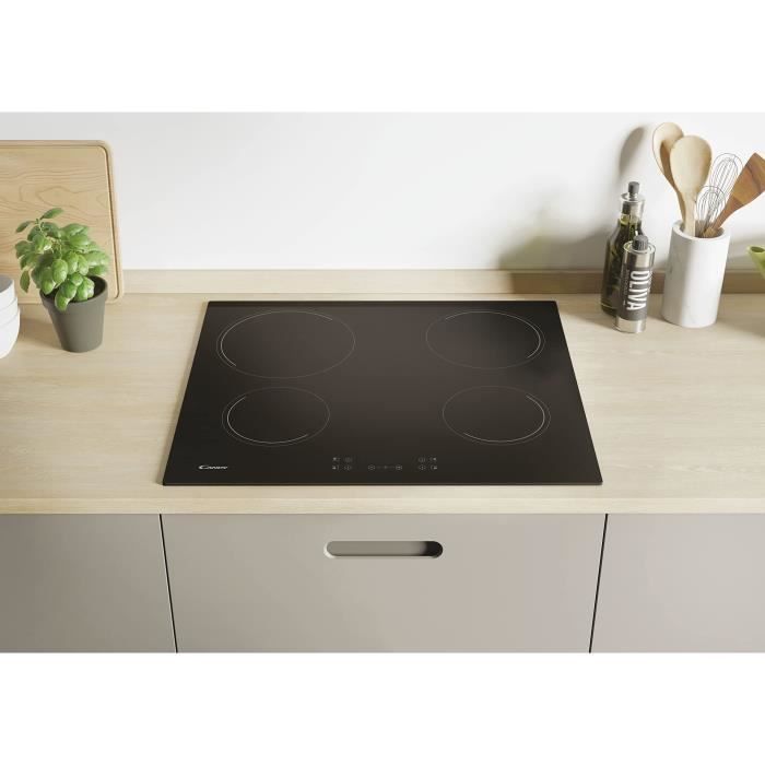 Vitroceramic hob -Candy - 4 fireplaces - L 56 x D 49 cm - CH64CCB -Rentement black glass
