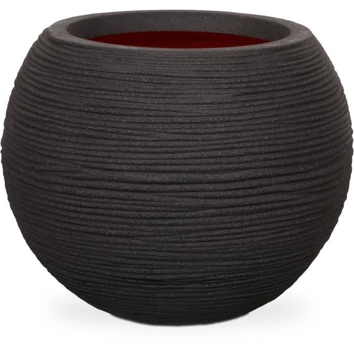 Capi Flowerpot Nature Rib round 40 x 32 cm black KBLR270 424217