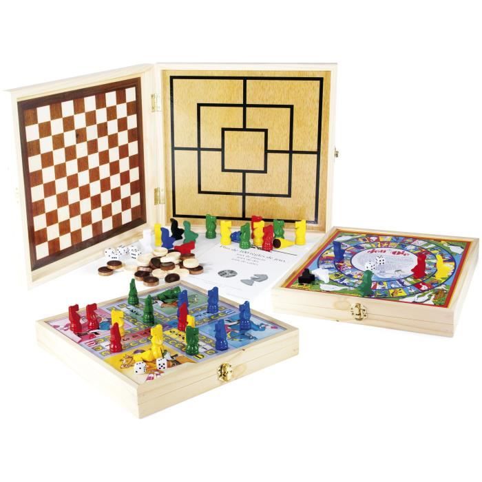 JEUJURA Wooden Box 100 Traditional board games