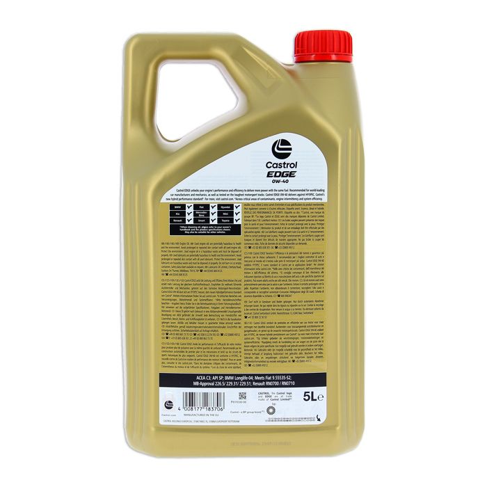 Engine oil - CASTROL - EDGE 0W-40 - 5L