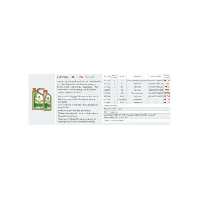 Engine oil - CASTROL - EDGE 5W-30 C3 - 1L