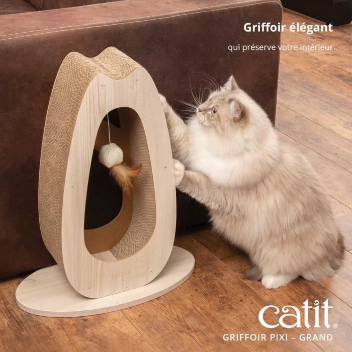 Cat scratching post - CATIT - Pixi Large - With fabric ball and feather - Natural oak look