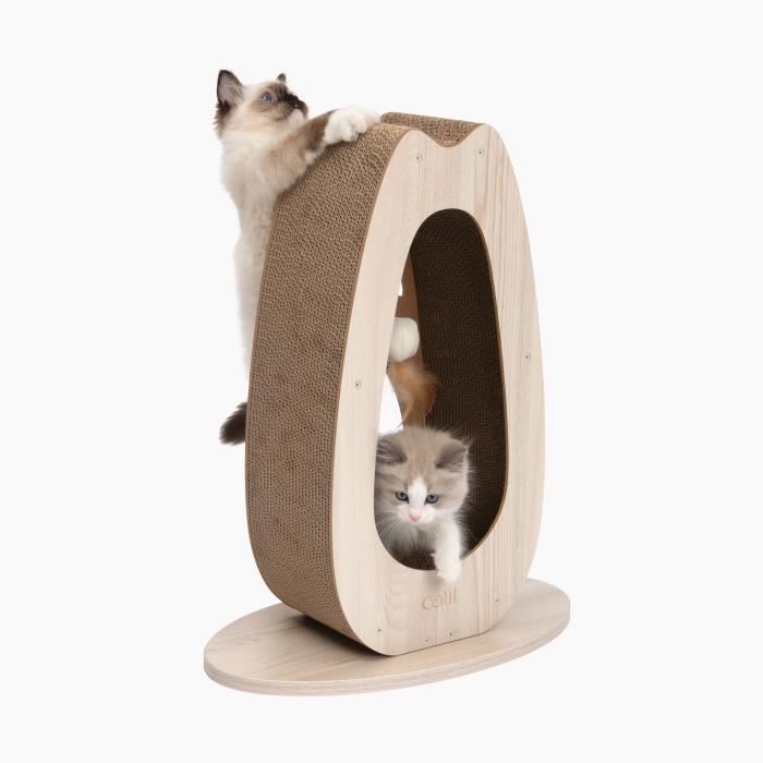 Cat scratching post - CATIT - Pixi Large - With fabric ball and feather - Natural oak look