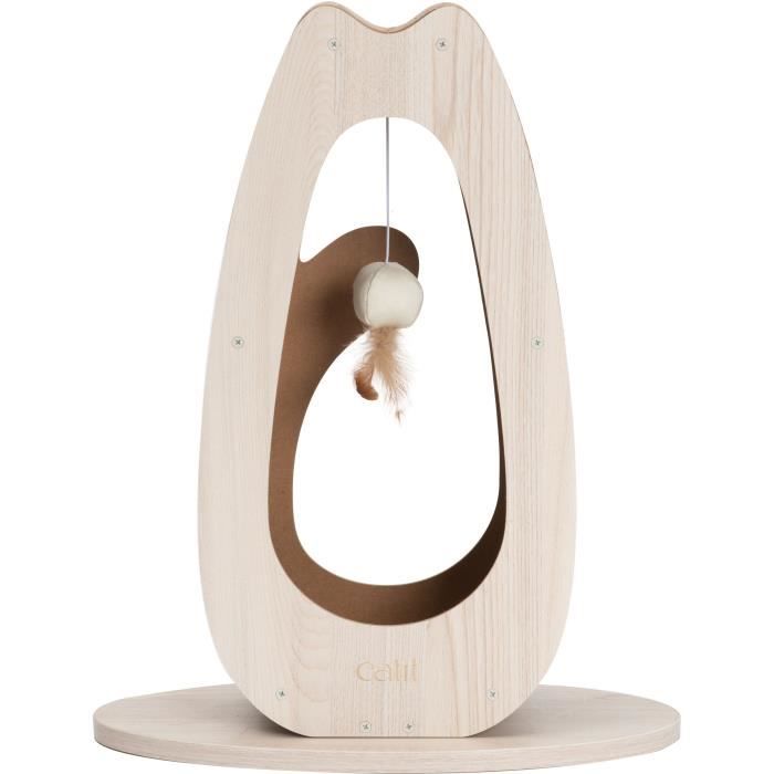Cat scratching post - CATIT - Pixi Large - With fabric ball and feather - Natural oak look