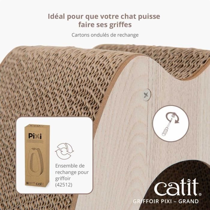 Cat scratching post - CATIT - Pixi Large - With fabric ball and feather - Natural oak look